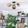 Ripoll ceiling light, globe light gold, black, 3-light sources
