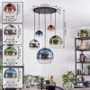 Koyoto hanging light, globe light, pendant light gold, black, 5-light sources