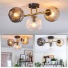 Ripoll ceiling light, globe light gold, black, 3-light sources