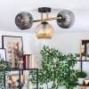 Ripoll ceiling light, globe light gold, black, 3-light sources