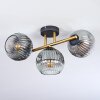 Ripoll ceiling light, globe light gold, black, 3-light sources