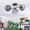 Ripoll ceiling light, globe light gold, black, 3-light sources