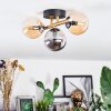 Chehalis ceiling light, globe light gold, black, 3-light sources