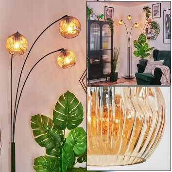 Ripoll globe light, floor lamp Amber, 3-light sources