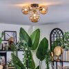 Chehalis ceiling light, globe light gold, black, 3-light sources