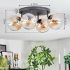 Gastor ceiling light, globe light Amber, clear, 4-light sources