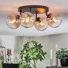 Gastor ceiling light, globe light Amber, clear, 4-light sources