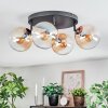 Gastor ceiling light, globe light Amber, clear, 4-light sources