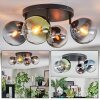 Gastor ceiling light, globe light blue, chrome, green, clear, Smoke-coloured, 4-light sources