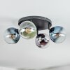Gastor ceiling light, globe light blue, chrome, green, clear, Smoke-coloured, 4-light sources