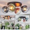 Gastor ceiling light, globe light blue, green, clear, coppery, 4-light sources