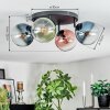Gastor ceiling light, globe light blue, green, clear, coppery, 4-light sources