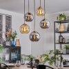 Koyoto hanging light, globe light, pendant light gold, black, 5-light sources