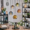 Koyoto hanging light, globe light, pendant light gold, black, 5-light sources