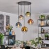 Koyoto hanging light, globe light, pendant light gold, black, 5-light sources