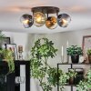 Koyoto ceiling light, globe light blue, gold, green, clear, 4-light sources