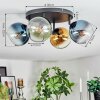 Koyoto ceiling light, globe light blue, gold, green, clear, 4-light sources