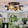 Koyoto ceiling light, globe light blue, gold, green, clear, 4-light sources