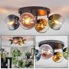 Koyoto ceiling light, globe light blue, gold, green, clear, coppery, 4-light sources