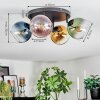 Koyoto ceiling light, globe light blue, gold, green, clear, coppery, 4-light sources
