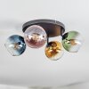 Koyoto ceiling light, globe light blue, gold, green, clear, coppery, 4-light sources