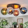 Gastor ceiling light, globe light blue, chrome, green, coppery, Smoke-coloured, 4-light sources
