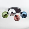 Gastor ceiling light, globe light blue, chrome, green, coppery, Smoke-coloured, 4-light sources