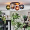 Gastor ceiling light, globe light blue, chrome, green, coppery, Smoke-coloured, 4-light sources