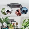 Gastor ceiling light, globe light blue, chrome, green, coppery, Smoke-coloured, 4-light sources