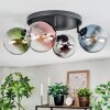 Gastor ceiling light, globe light blue, chrome, green, clear, coppery, Smoke-coloured, 4-light sources