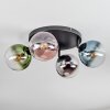 Gastor ceiling light, globe light blue, chrome, green, clear, coppery, Smoke-coloured, 4-light sources
