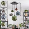 Koyoto hanging light, globe light, pendant light blue, chrome, green, coppery, Smoke-coloured, 5-light sources