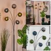 Gastor globe light, floor lamp blue, chrome, green, Smoke-coloured, 5-light sources