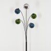 Gastor globe light, floor lamp blue, chrome, green, Smoke-coloured, 5-light sources