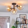 Koyoto ceiling light, globe light Amber, clear, 3-light sources