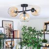 Koyoto ceiling light, globe light Amber, clear, 3-light sources