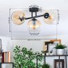 Koyoto ceiling light, globe light Amber, clear, 3-light sources