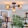 Koyoto ceiling light, globe light Amber, clear, 3-light sources