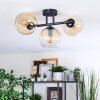 Koyoto ceiling light, globe light Amber, clear, 3-light sources