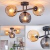 Koyoto ceiling light, globe light Amber, Smoke-coloured, 3-light sources