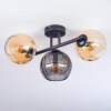 Koyoto ceiling light, globe light Amber, Smoke-coloured, 3-light sources