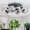 Koyoto ceiling light, globe light chrome, clear, Smoke-coloured, 4-light sources