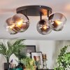 Koyoto ceiling light, globe light chrome, clear, Smoke-coloured, 4-light sources