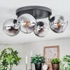 Koyoto ceiling light, globe light chrome, clear, Smoke-coloured, 4-light sources