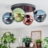 Koyoto ceiling light, globe light blue, green, coppery, 4-light sources