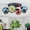 Koyoto ceiling light, globe light blue, green, coppery, 4-light sources