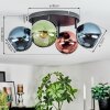 Koyoto ceiling light, globe light blue, green, coppery, 4-light sources