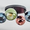 Koyoto ceiling light, globe light blue, green, coppery, 4-light sources