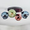 Koyoto ceiling light, globe light blue, green, coppery, 4-light sources