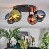 Koyoto ceiling light, globe light blue, green, coppery, 4-light sources